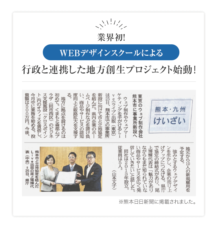 地方創生プロジェクト第1弾 株式会社Live出版と熊本市が立地協定